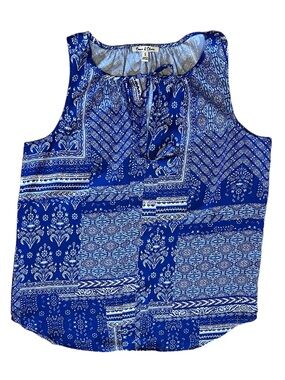 Emma & Olivia Purple Tie-Neck Sleeveless Blouse